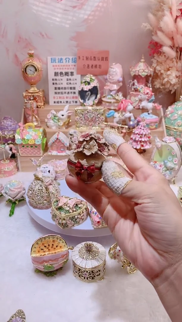 合金珐琅彩首饰盒摆件