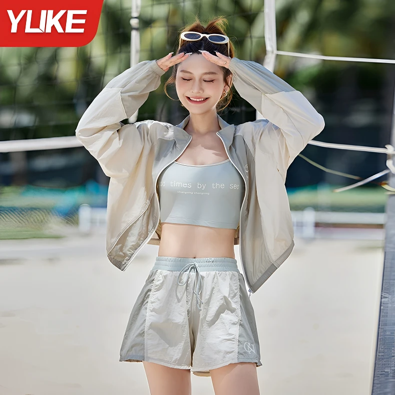 分体泳衣女防晒保守2025新款长袖罩衫泡温泉三件套宽松游泳衣新款