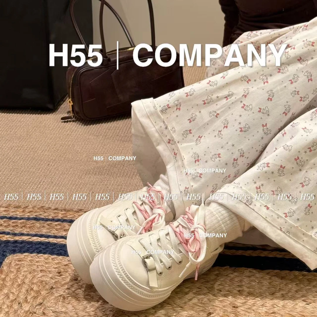 H55-半糖主义小银扣大头玛尼两穿小白鞋5cm25-2400【M】