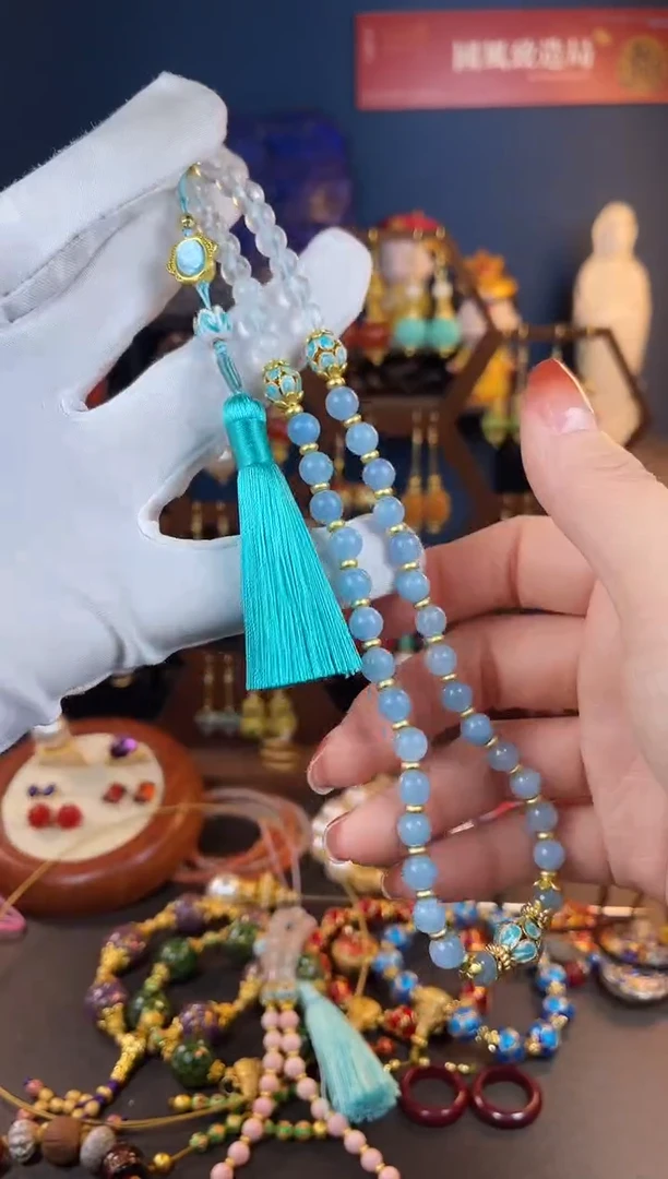 【闪购商品】海蓝宝石车挂未镶嵌海蓝宝手机链