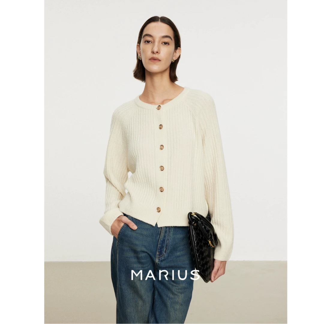 MARIUS“美术馆” 95%绵羊毛肌理圈圈纱时尚百搭优雅春夏季长袖开衫