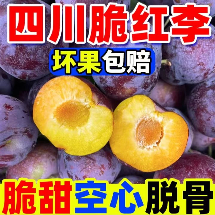 四川高山新鲜现摘脆红李脱骨脆甜多汁黄肉应季水果