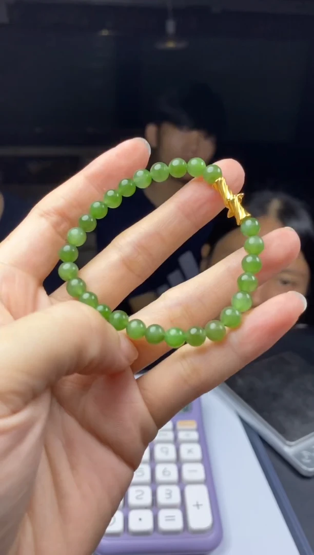 和田玉18K金镶嵌手串多样性-手串-S1225
