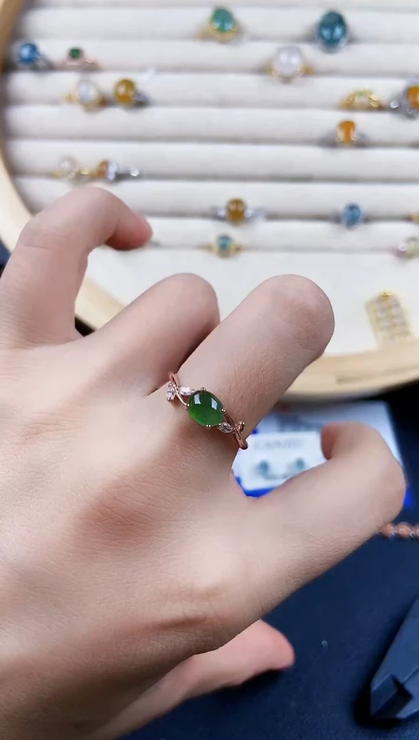 翡翠戒指银S925镶嵌56898