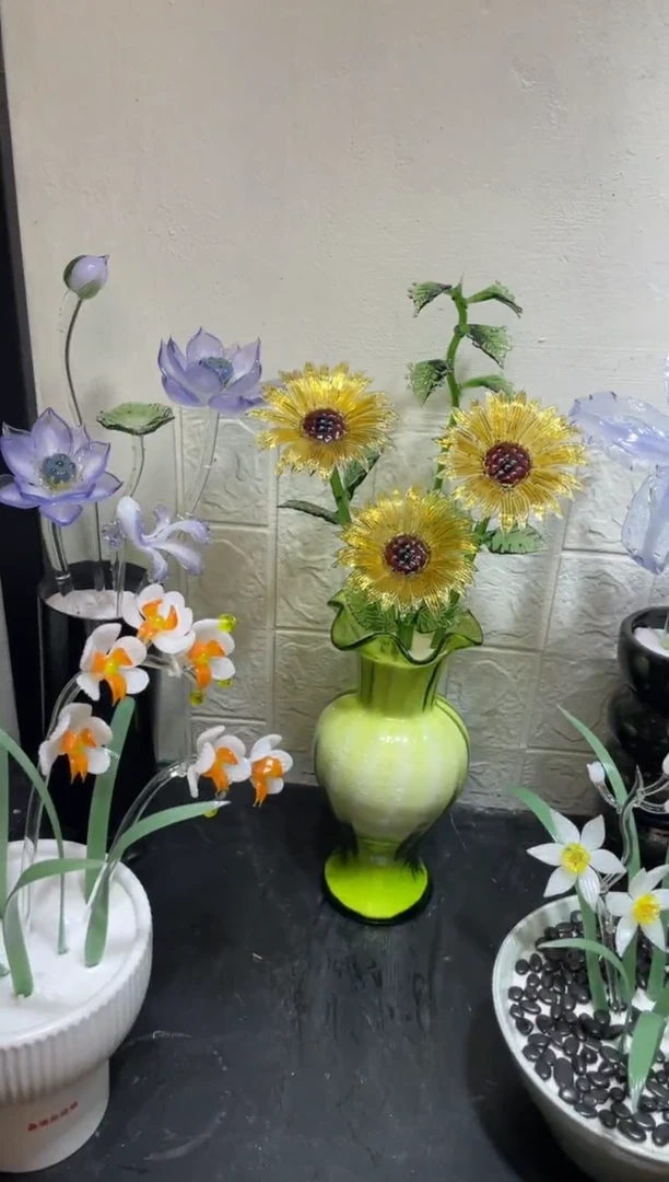 琉璃26向日葵3花1叶 送花瓶