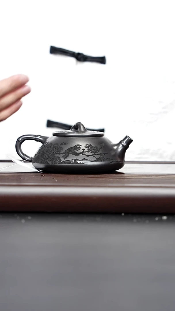 茶壶紫砂宜兴紫砂 竹节石瓢石黄 李亚杨