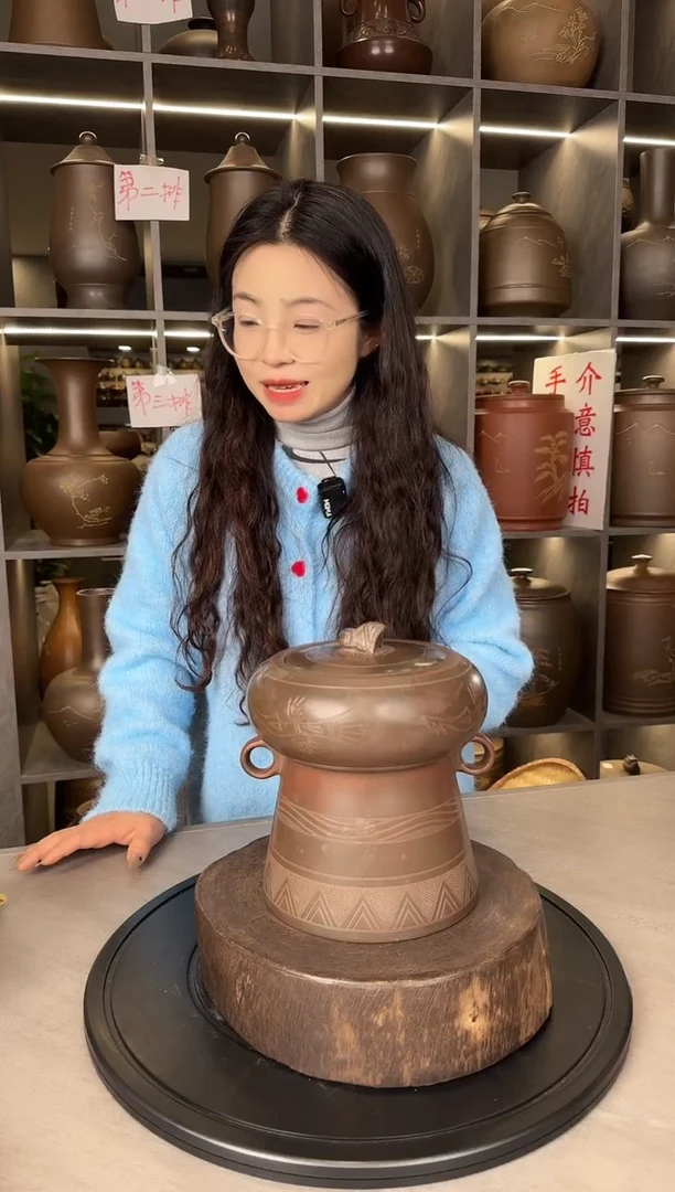 【闪购商品】罐本陶手作坭兴陶1斤青蛙铜鼓罐手工痕迹微瑕