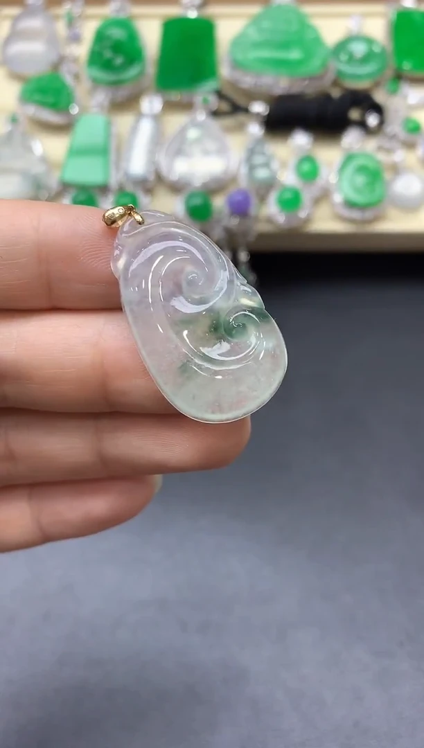 颈饰18K金镶嵌翡翠252-中国好珍宝