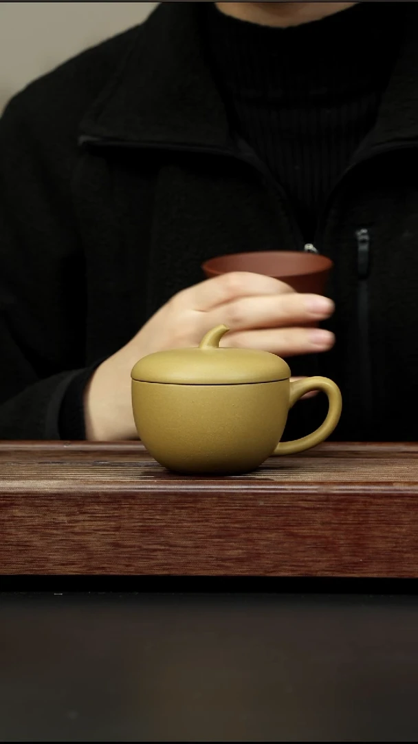 茶壶紫砂黄金段 苹果盖杯