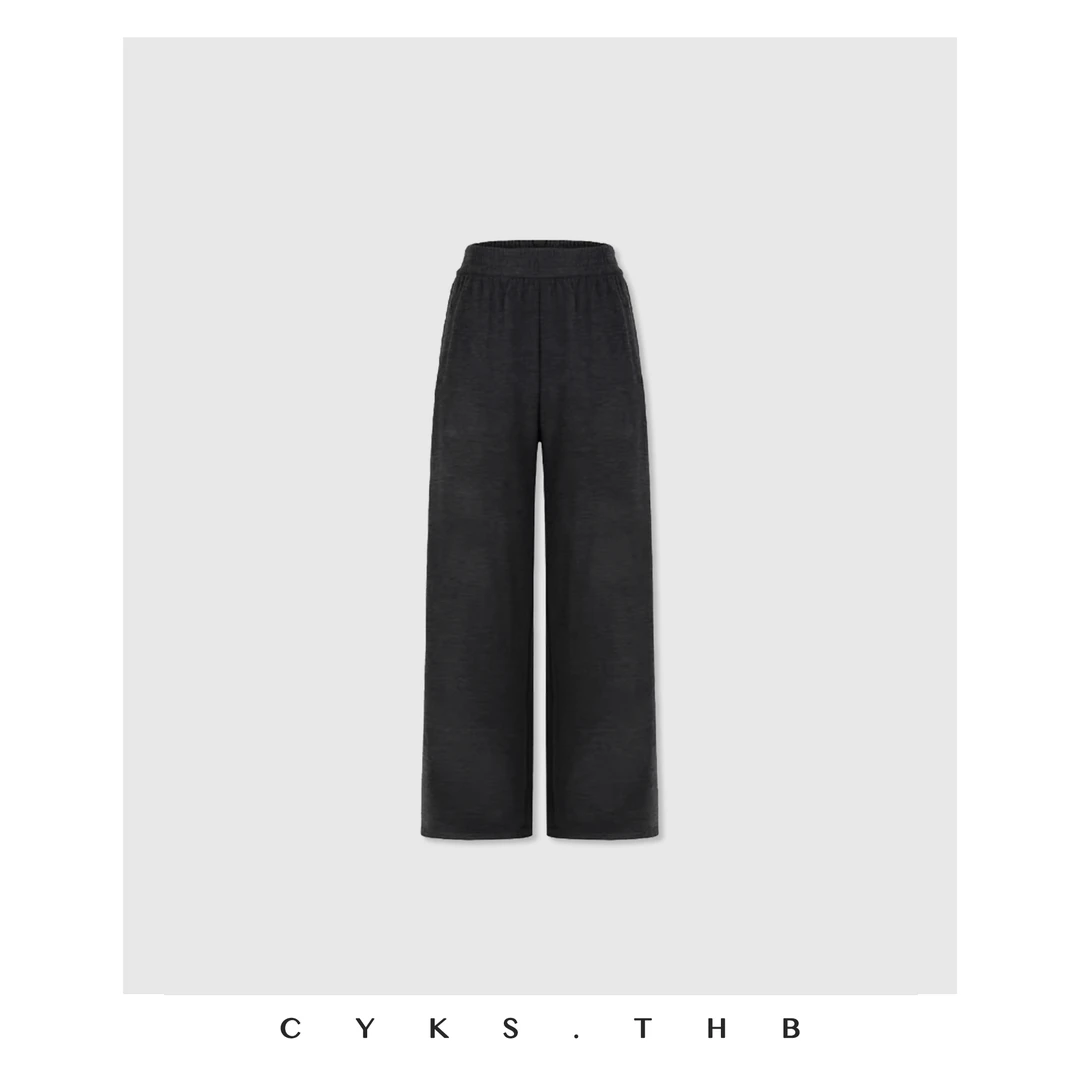 CYKS.THB | 软糯肤感 慵懒风直筒垂感高腰阔腿裤休闲长裤