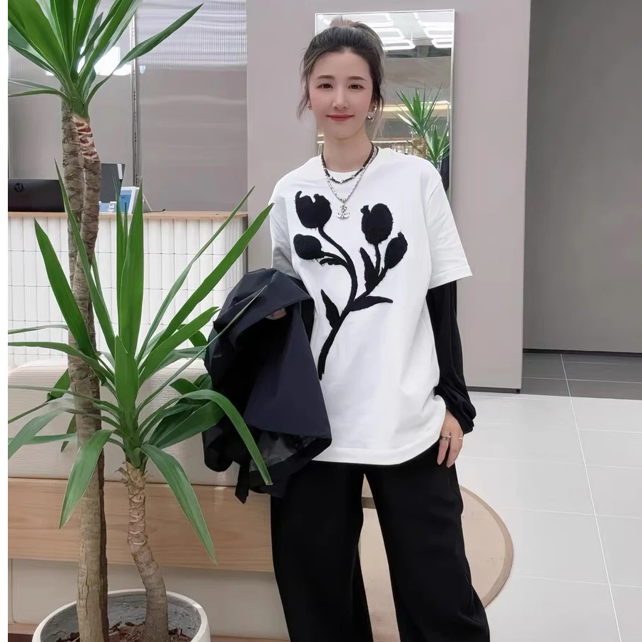 1664春季2025新款简约百搭植绒休闲套头针织T恤