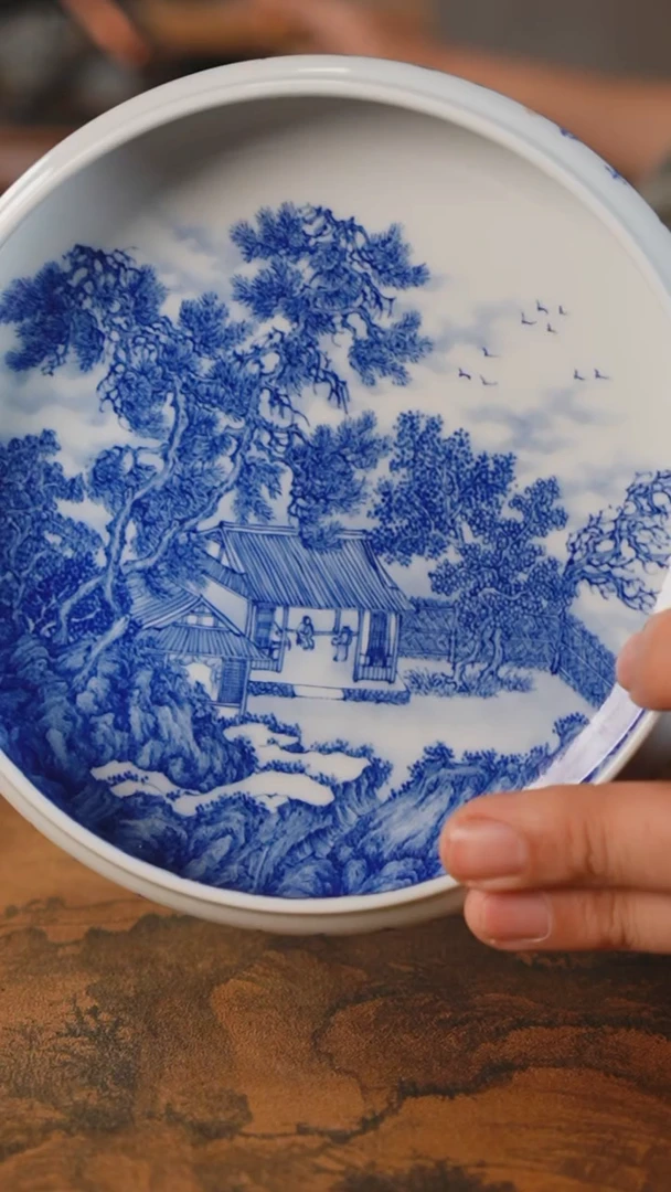 【闪购商品】杯九本造物 青花贞寿堂图壶承