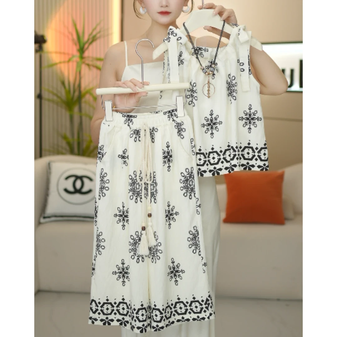 女童夏季套装2025新款女孩大童韩系穿搭儿童夏装高级感背心阔腿裤