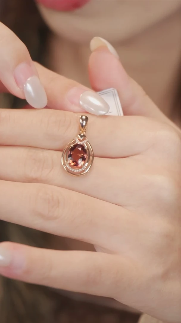 颈饰18K金镶嵌碧玺18k碧玺吊坠3*