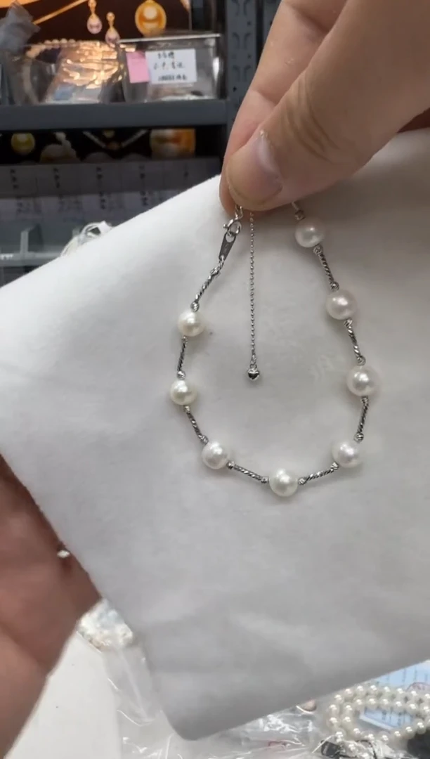 【闪购商品】淡水珍珠手链银S925镶嵌8mm