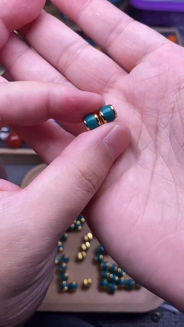 手工艺品琉璃精工镶嵌汉堡卡6+mm 一对发