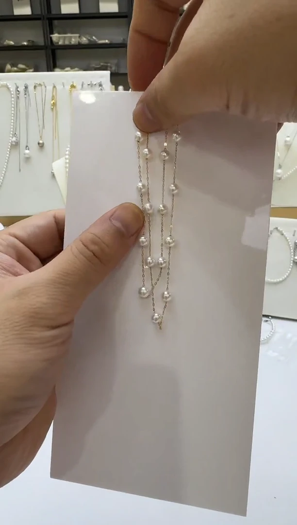 淡水珍珠银S925镶嵌项链4-5mm 满天星17颗