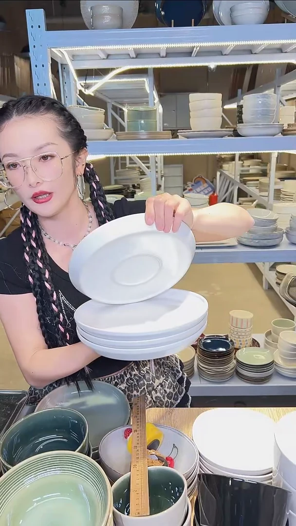 瓷64（八寸）外贸尾货高温釉下彩陶瓷餐具默认微瑕