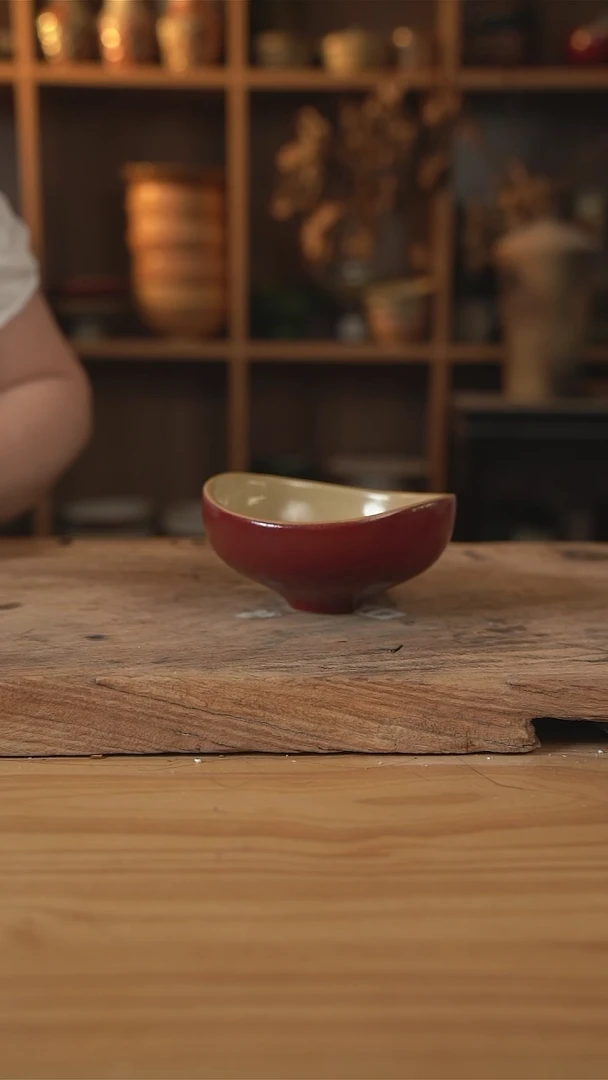 复古红色系列的5英寸元宝碗