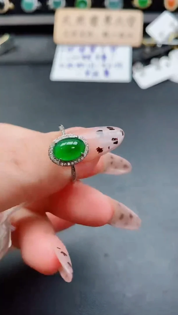 银S925镶嵌戒指翡翠1