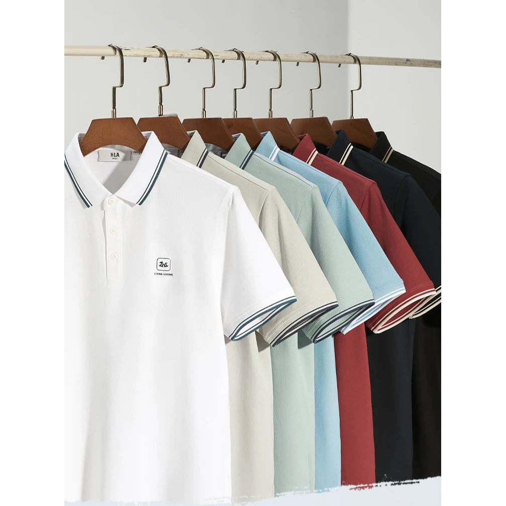 【父亲节冰感POLO】HLA海澜之家大码新款凉感珠地网眼透气短袖POLO