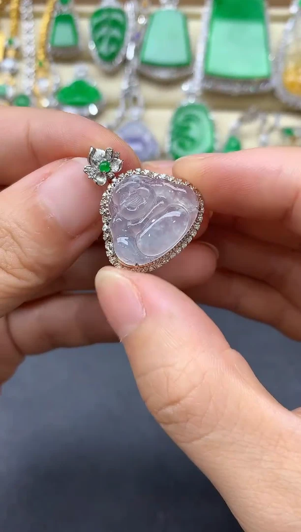 翡翠18K金镶嵌颈饰409-中国好珠宝