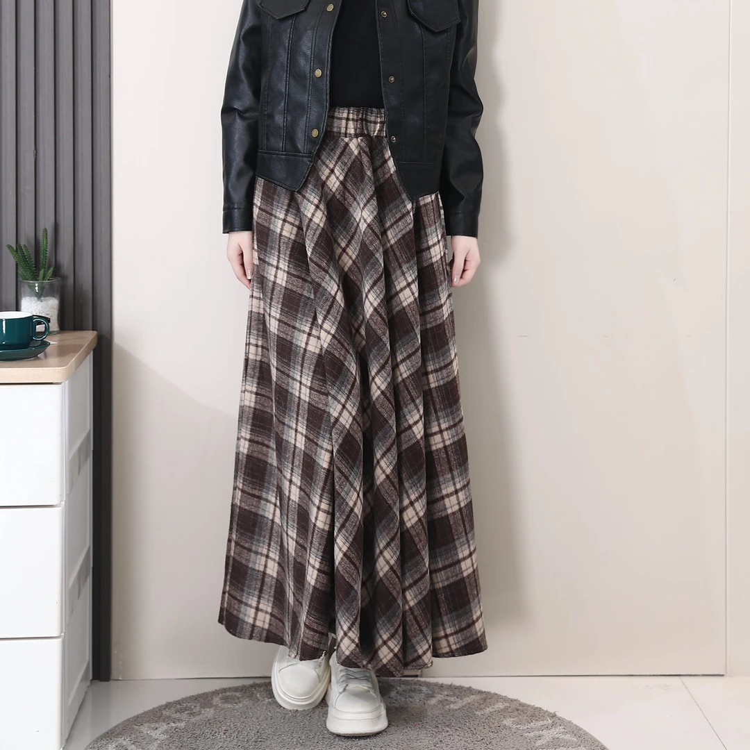 【慧】美拉德复古格子半身裙秋冬加厚高腰A字裙毛呢裙显瘦新款244