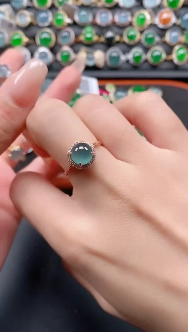 银S925镶嵌戒指翡翠1