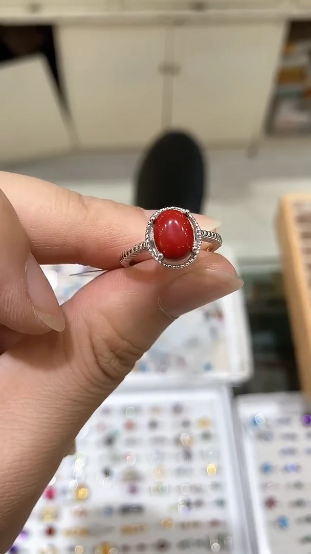 【闪购商品】玛瑙/玉髓戒指银S925镀金镶嵌戒指