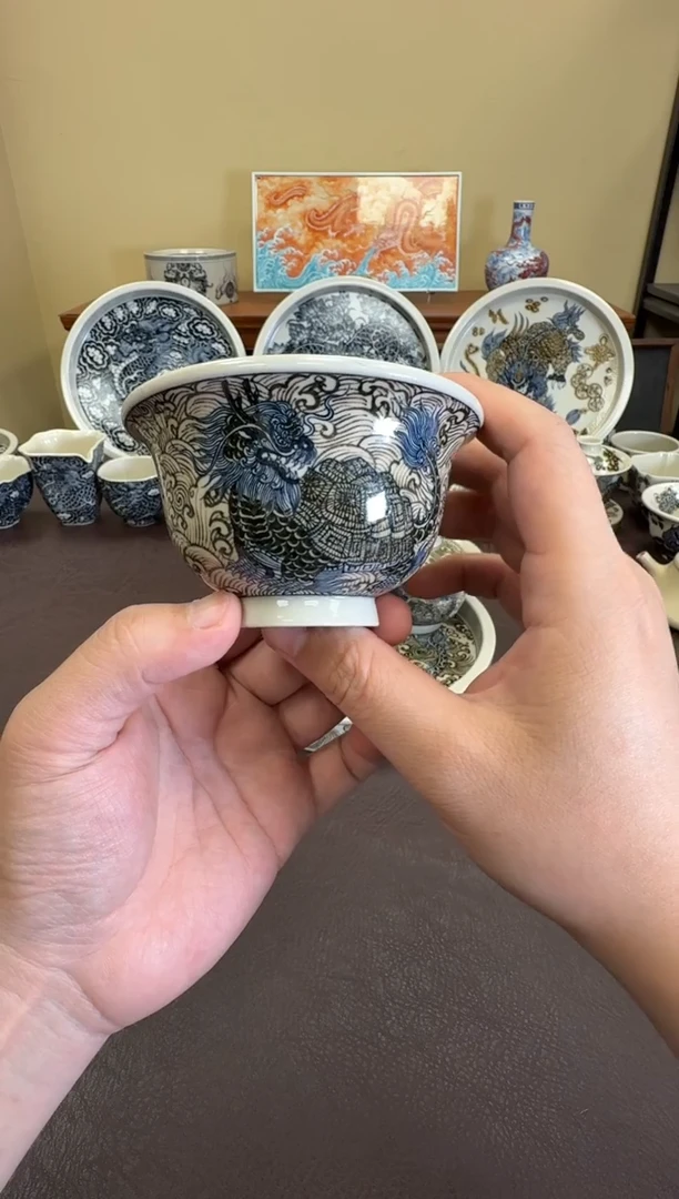 二号釉龙龟纹压手杯