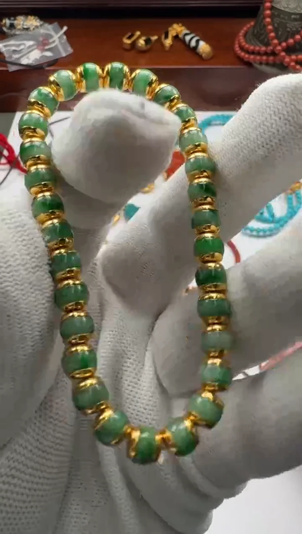 【闪购商品】翡翠挂件18K金镶嵌手串手串