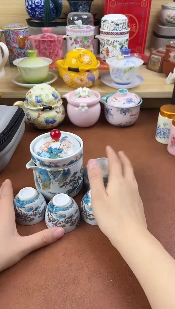 陶陶瓷茶具摆件旅行套组