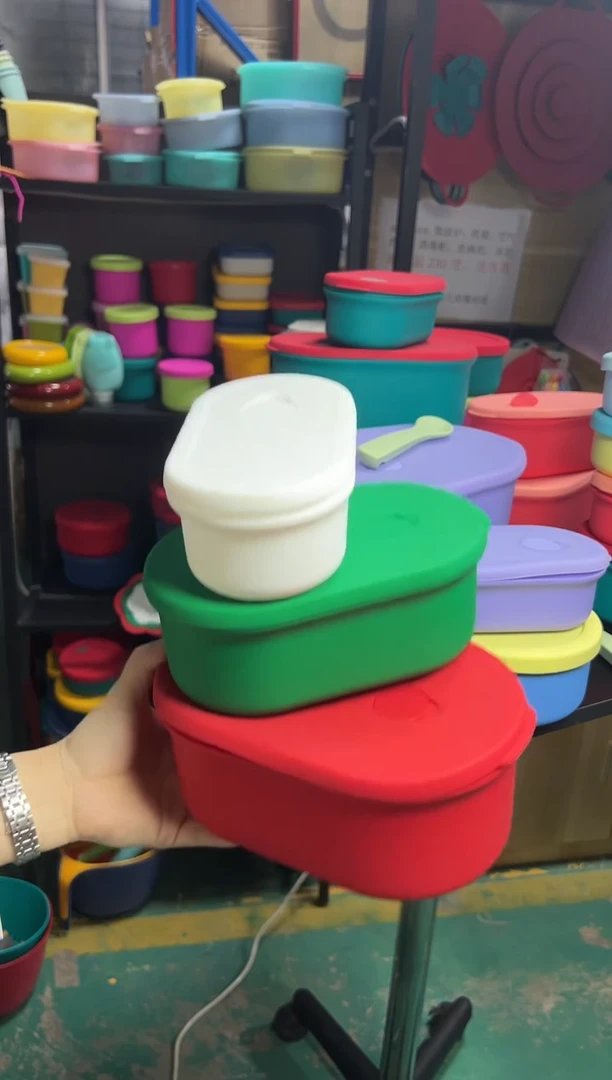 硅胶3件套-圣诞色-椭圆排气盒 400/900/1500ml