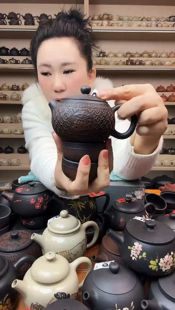 壶满雕铜钱西施+2跳叨杯