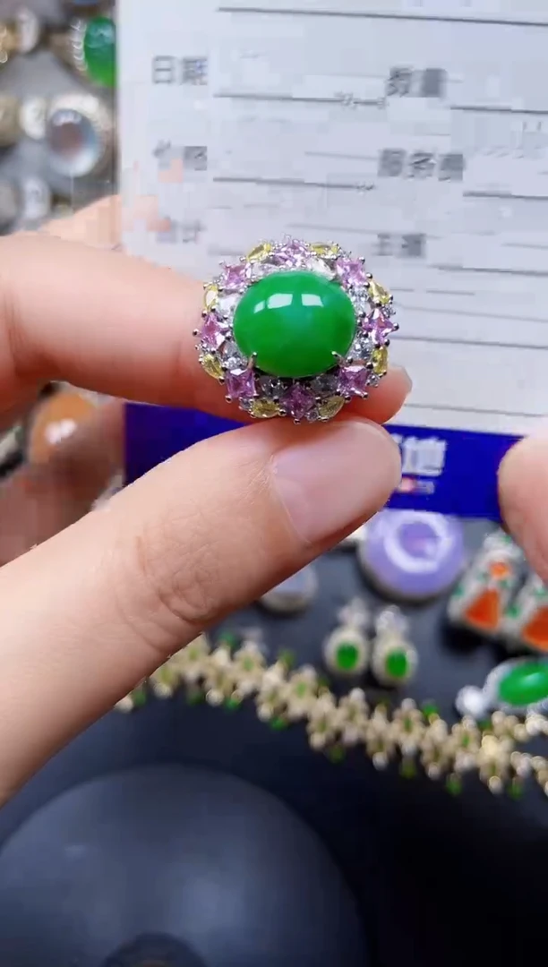 银S925镶嵌戒指翡翠141