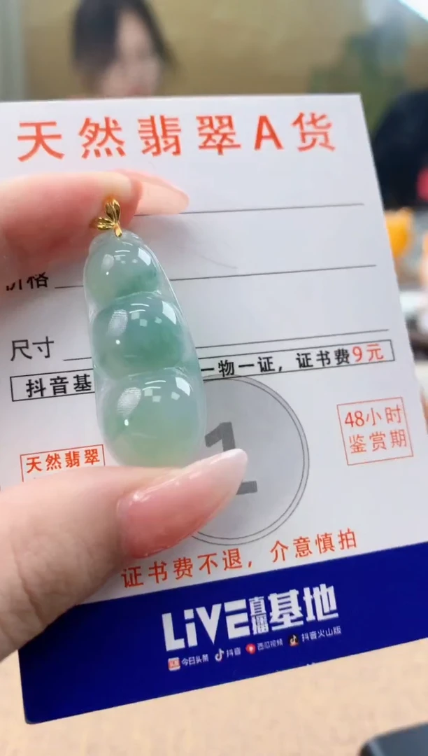 颈饰18K金镶嵌翡翠天然A货翡翠挂件