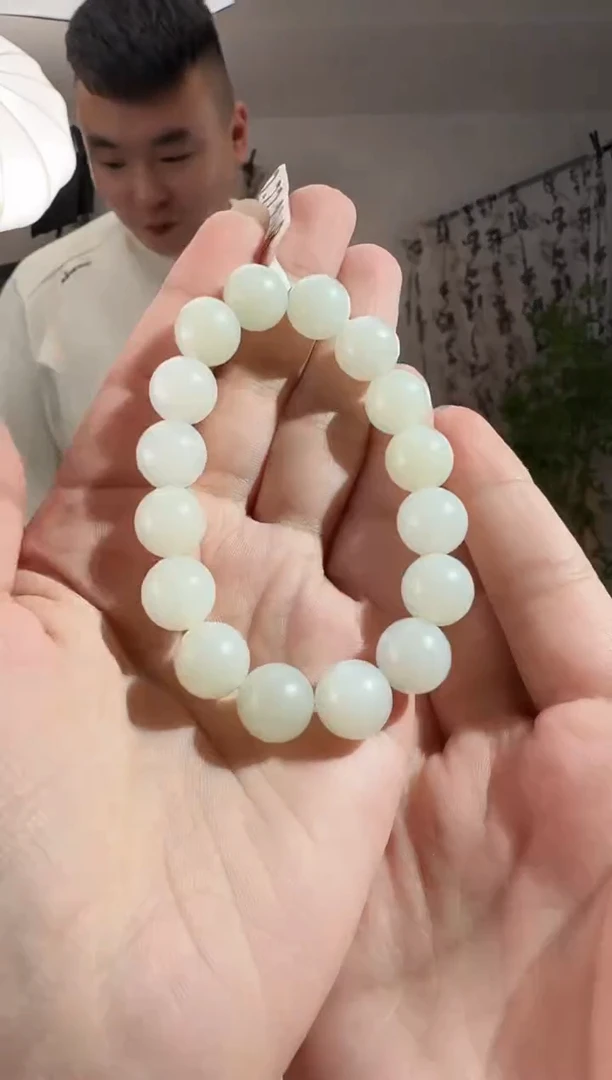 未镶嵌手串和田玉白玉手串 12mm