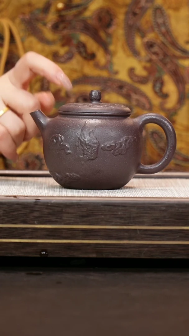 茶壶紫砂青灰紫泥 韵圆壶