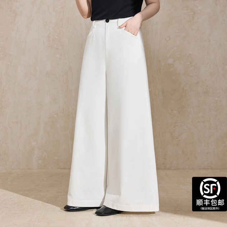 蓝语大码女装韩系百搭时髦休闲阔腿裤2025秋冬新款高腰显瘦直筒裤