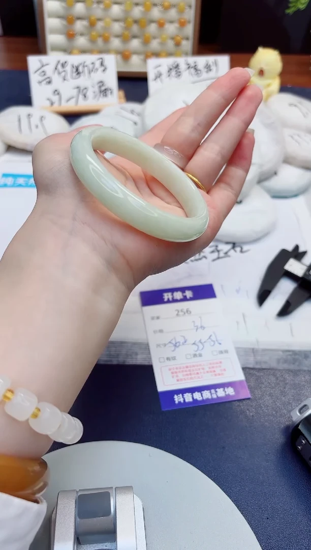 未镶嵌手镯石英质玉256-翠玉-圈口56