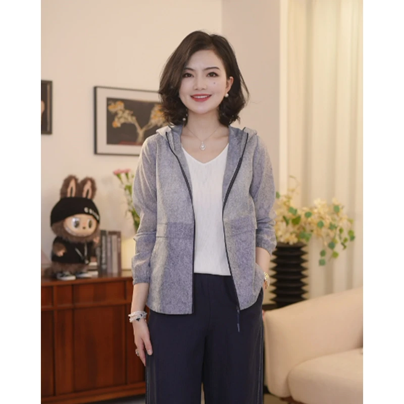 枫竺高端女装阿楠anan连帽口袋百搭长袖休闲外套女夏季新款户外衣