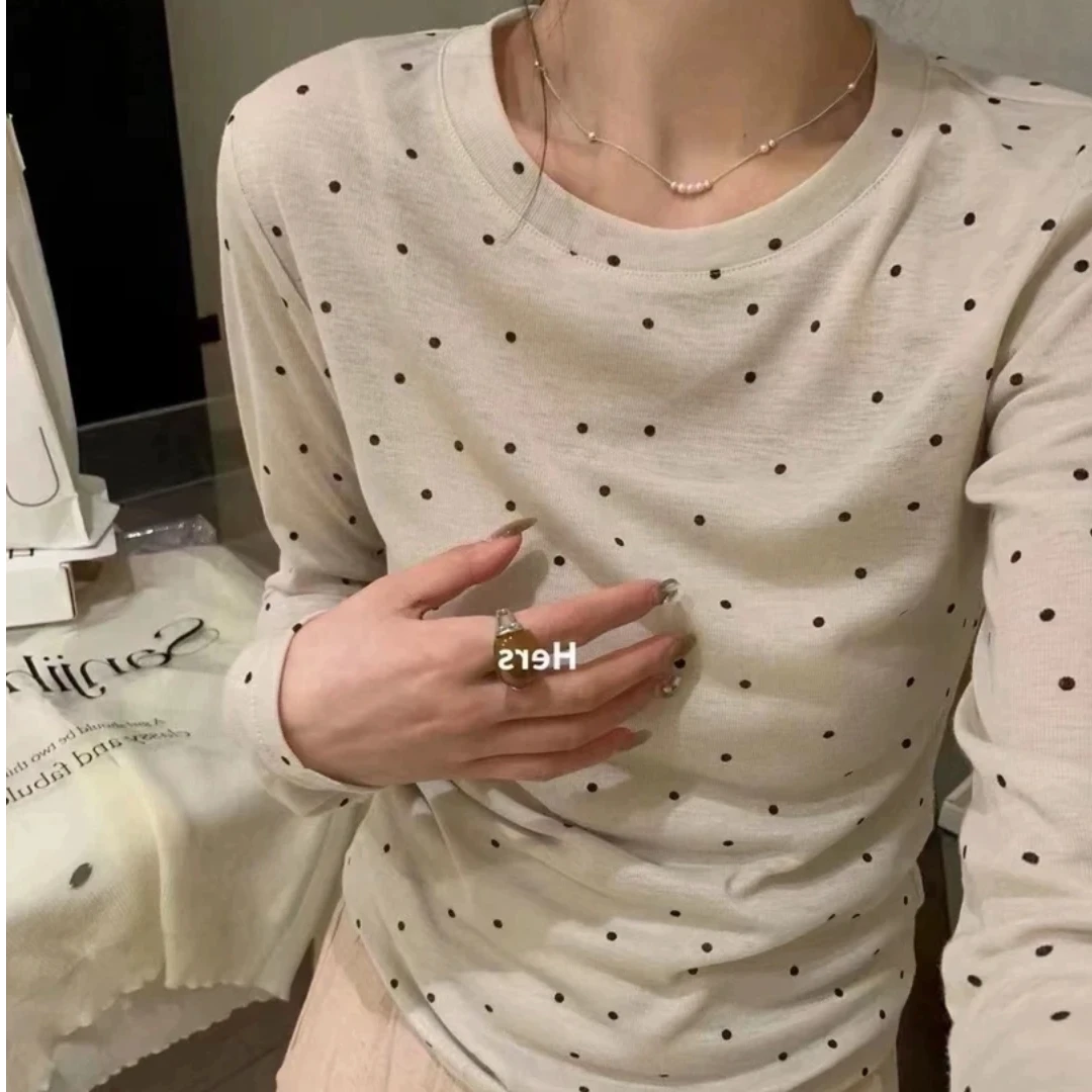【西西家】ins风～波点圆领长袖百搭可防晒