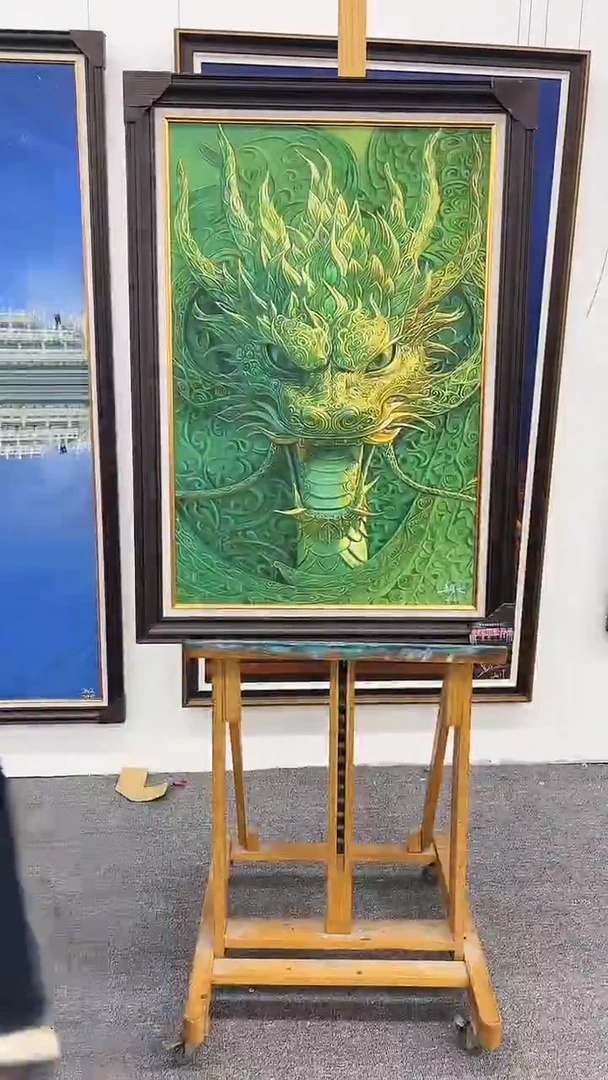 国画吴子逸-60x90-龙-带框-补书