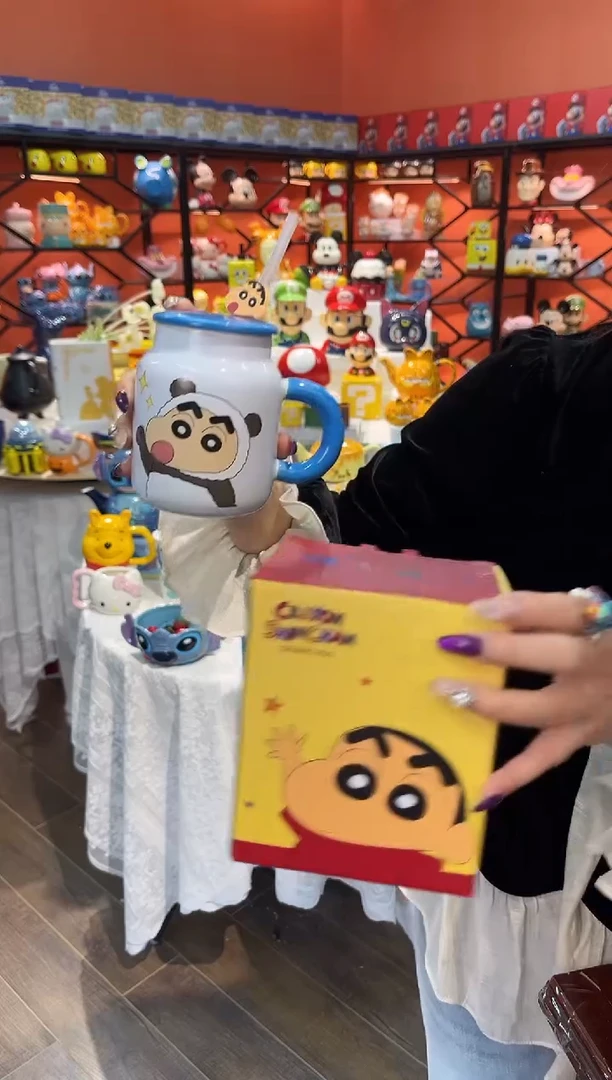 瓷片@@蜡笔小新熊猫吸管陶瓷杯