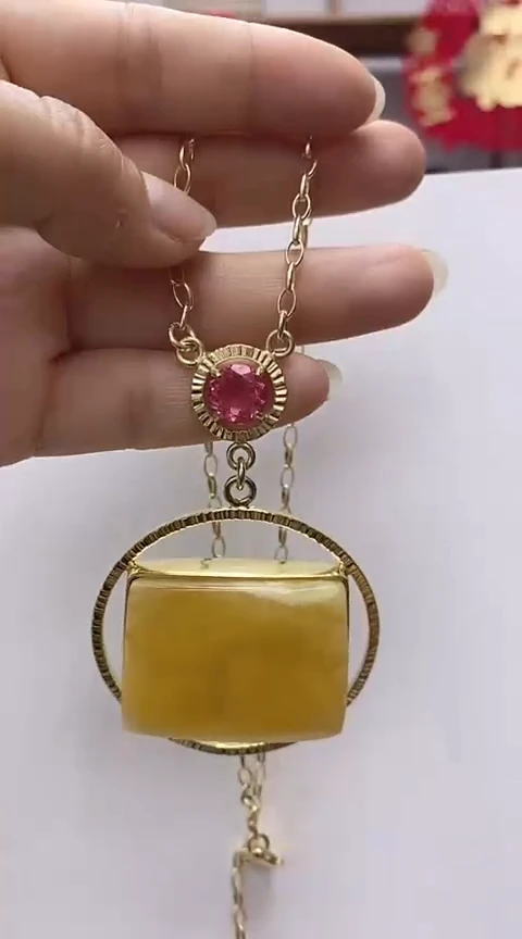 【闪购商品】琥珀裸石银S925镶嵌蜜蜡吊坠
