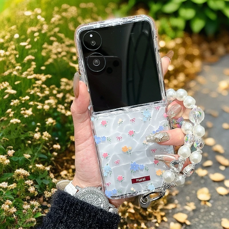 适用 小米mixflip手机壳新款小碎花水波纹褶皱高级感女款个性防摔