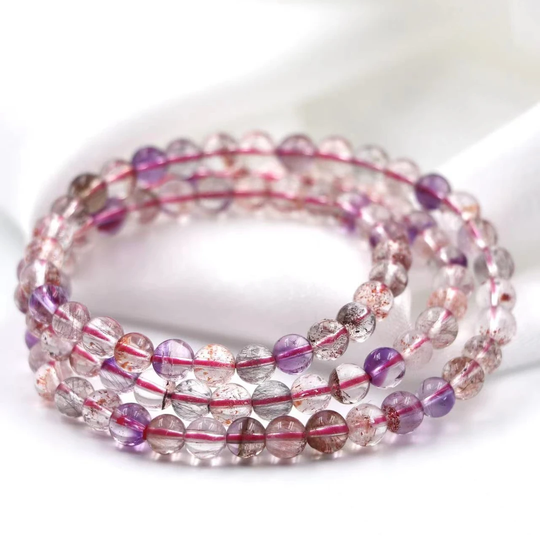 天然三轮骨干超七水晶多圈手串A8300-尺寸6mm-多样性发一条