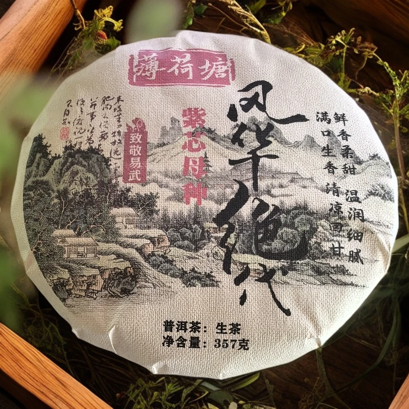 2020年薄荷塘紫芯母种古树普洱生茶饼357克RG9号6月5日