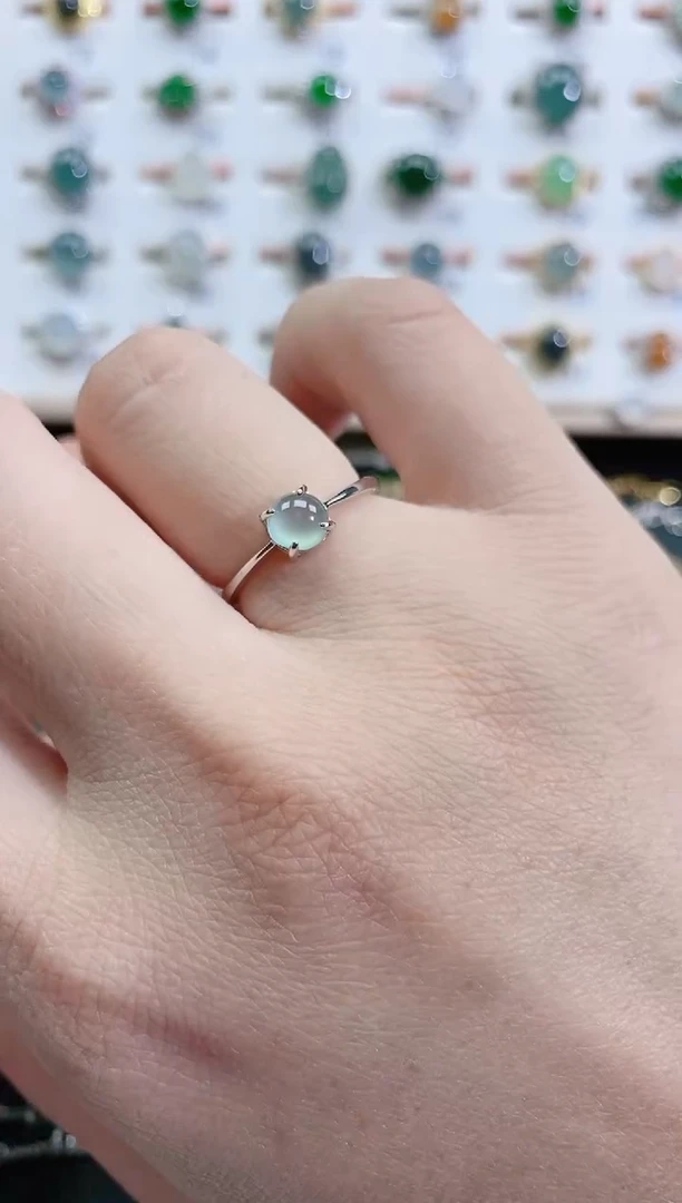 银S925镶嵌戒指翡翠天然翡翠