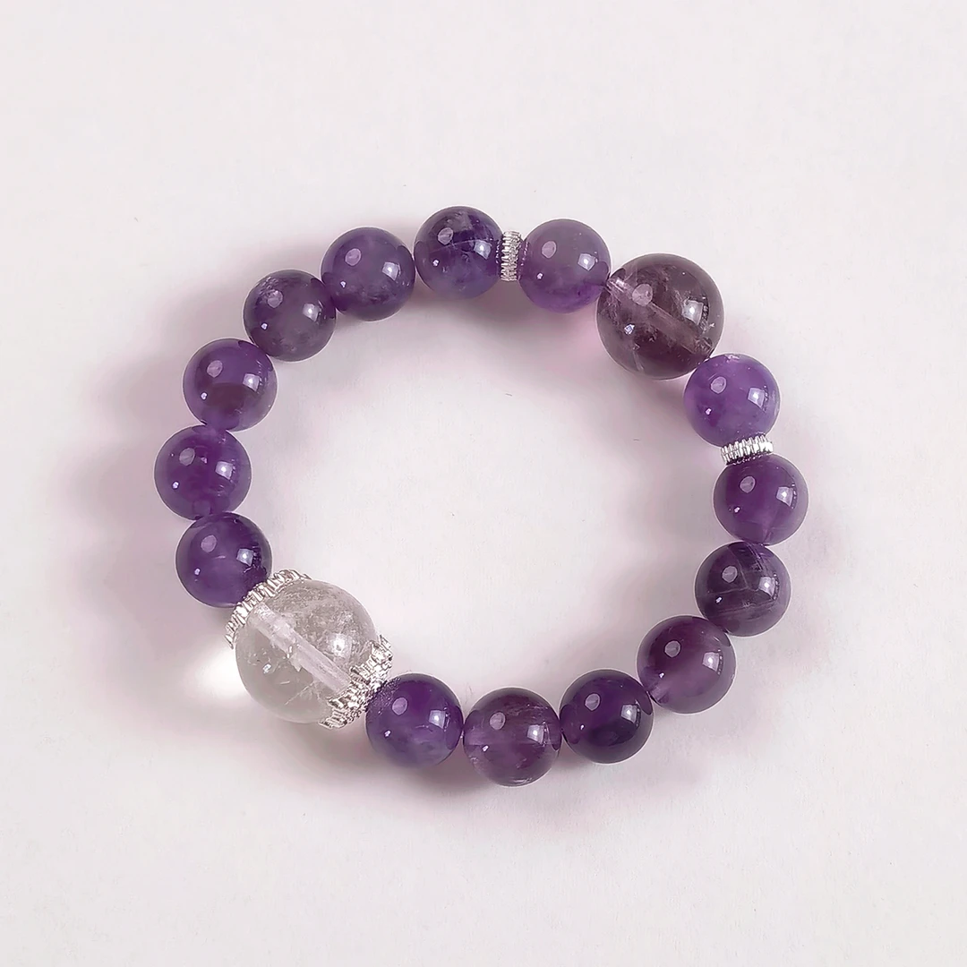 乌拉圭紫水晶紫葡萄女款招财水晶手串